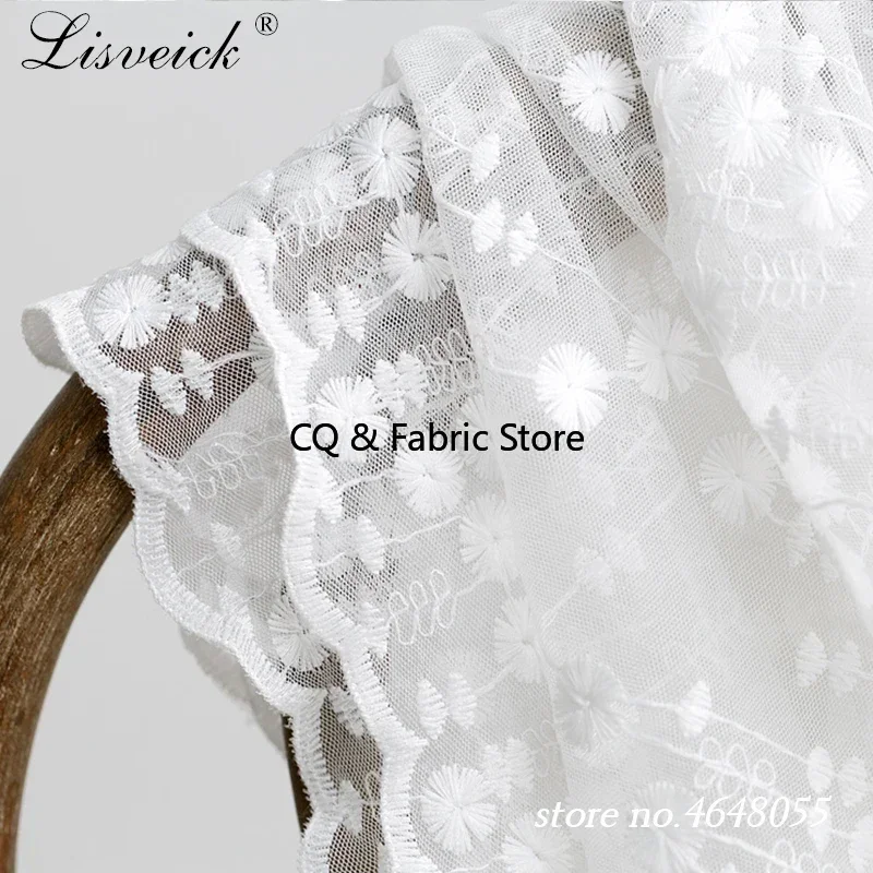 1yard High-grade Cotton Embroidery Mesh Lace Fabric Soft Yarn Diy Dress Skirt Material Clothing Wedding Fabric Home Decoration