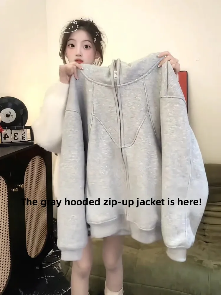 

Trendy Oversized Hooded Open Cardigan Autumn New Style Popular Brand Couple's Loose Unique Design Versatile Deconstructed Jacket