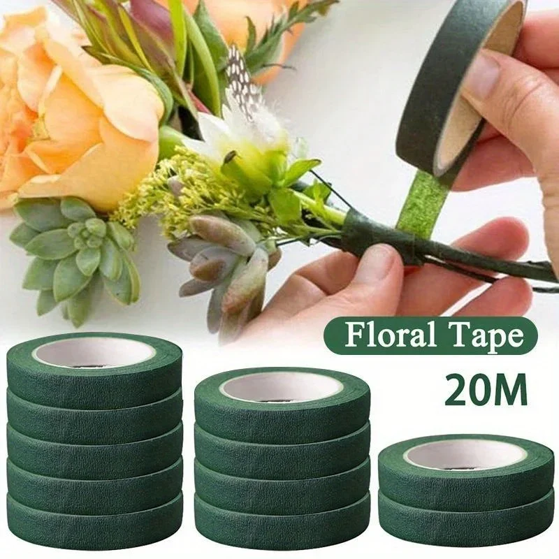 Floral Tape Crumpled Paper DIY Gardening Flower Pole Winding Handmade Packaging Materials Dark Green Fruit Green Coffee Color