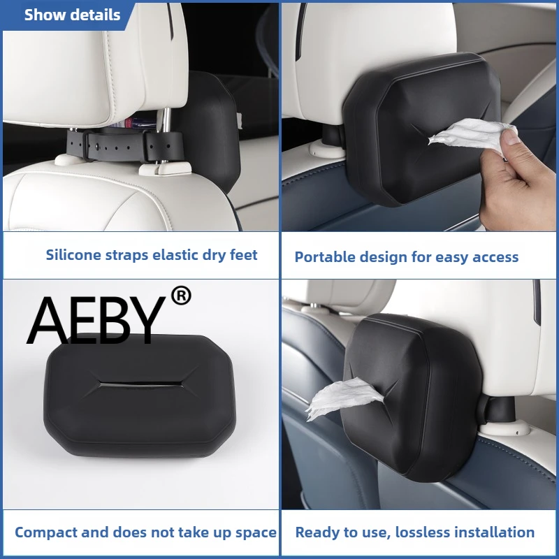 AEBY لـ ZEEKR 007 2024 2025 حامل علبة مناديل السيارة، منظم تخزين متعدد الوظائف، ملحقات داخلية للسيارات مقاومة للماء