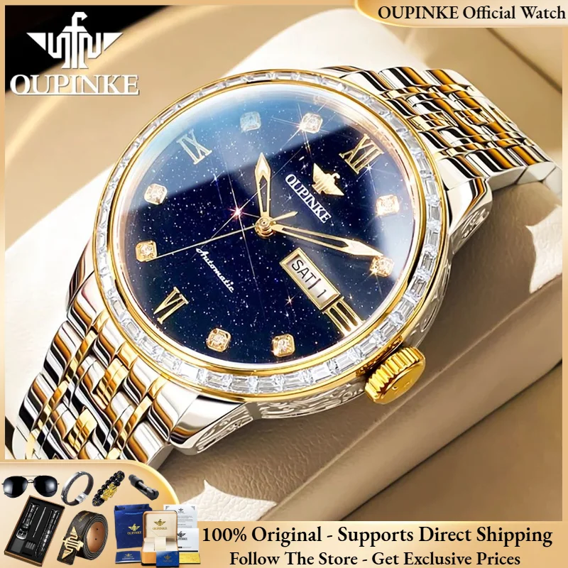 

OUPINKE 3241 Men Watch All Mechanical Automatic Watch Starry Sky High end Luxury Original Waterproof Sapphire Mirror Men Watch