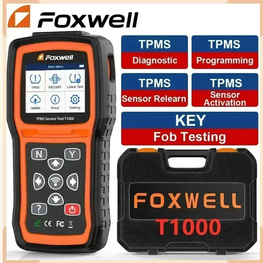 Outil de programmation TPMS T1000, EAU Foxwell, testeur automatique, capteurs, activation tpms, vérification de la clé RF, capteur de pneu, clé