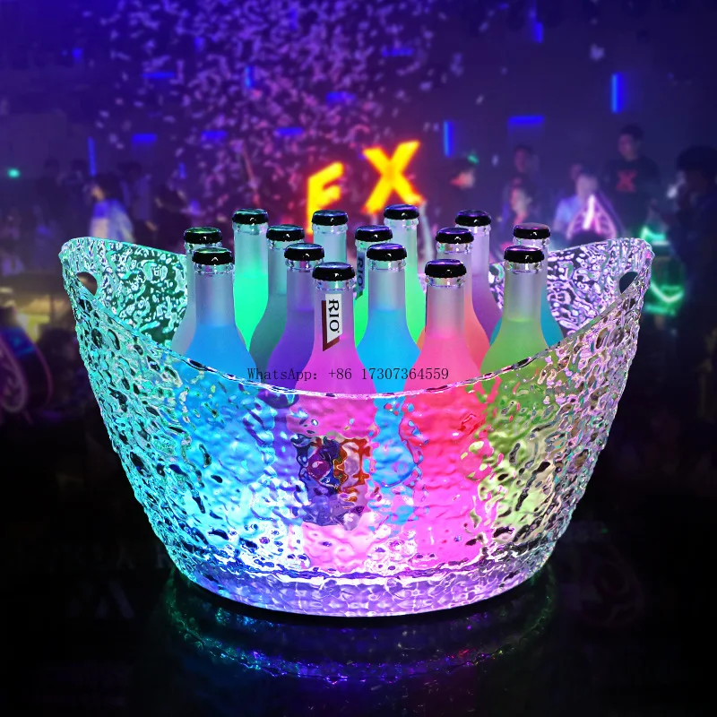 

Bar KTV party must-have new ingot ice pattern ice bucket clear bar ice beer bucket LED commercial cocktail bucket