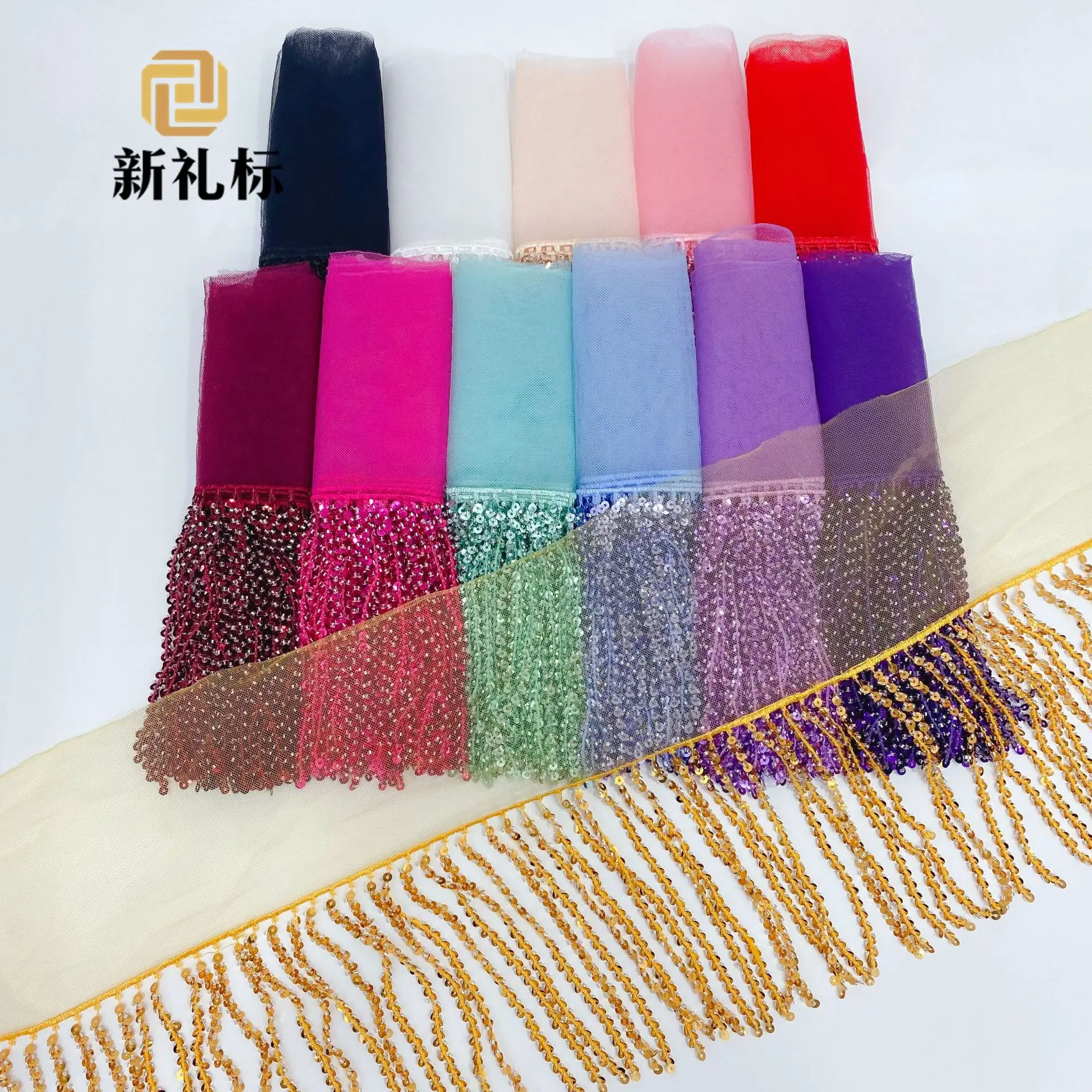 50cm Glitter Sequin Fringe Tassel Beaded Lace Trimming Latin Dance Wedding Dresses Clothes DIY Crafts Jeans Bags Quaste Flecos