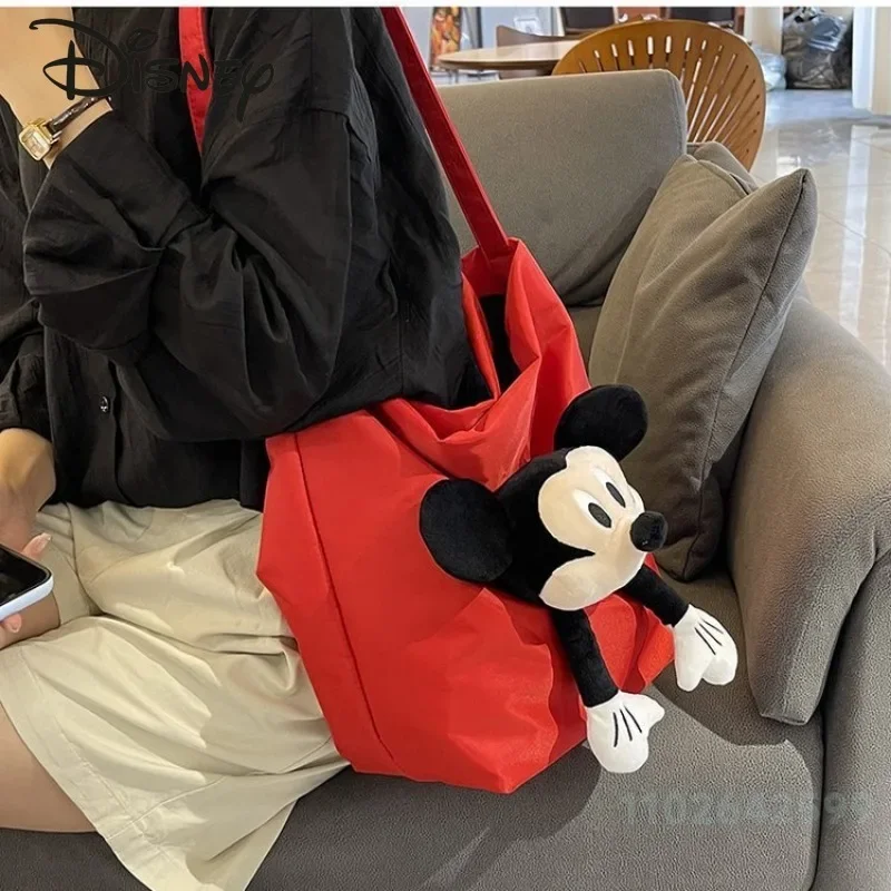 Disney Mickey 2024 New Women's Handbag Fashion High Quality Women's Shoulder Bag Cartoon Versatile Casual Girl Storage Bag