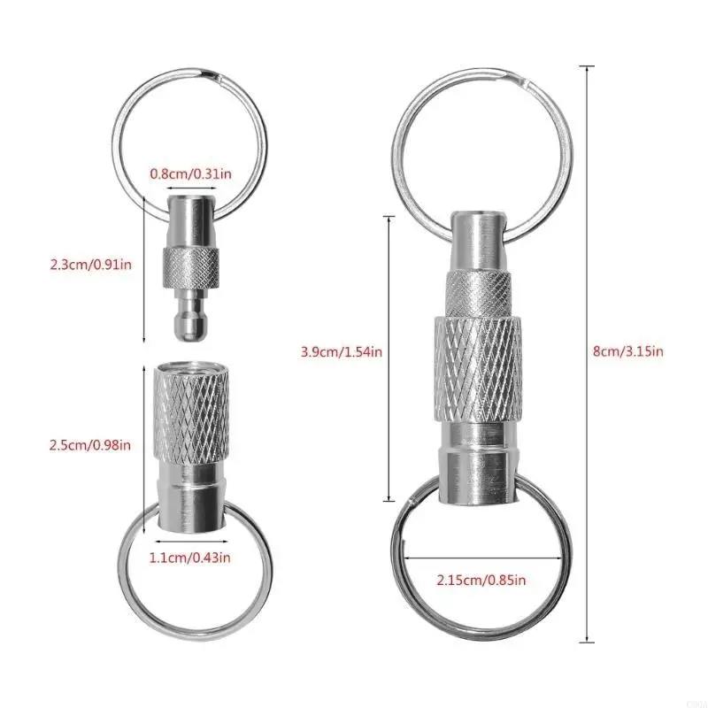 C90A Key Accessory Pull Apart Keychain Separable Detachable Metal Keyrings Double Rings for Students, Professionals
