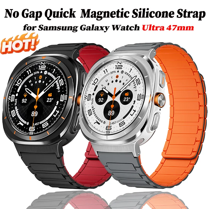Silikon Magnetarmband für Samsung Galaxy Watch Ultra 7 47mm Schlaufenband Armband für Galaxy Watch Ultra 8 Nahtloses Schnellverschluss-Armband