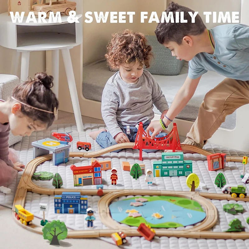 All Kinds of Wooden Train Track Accessories Fit Beech Wood Railway Tracks Toys Station Bridge Tunnel for Children Christmas Gift