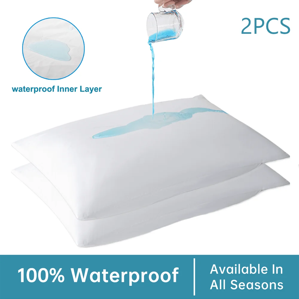 

2pcs Waterproof Pillowcases - Soft and Breathable Keep the Neck Comfortable， Ensure a Good Sleep（No Pillow Core）