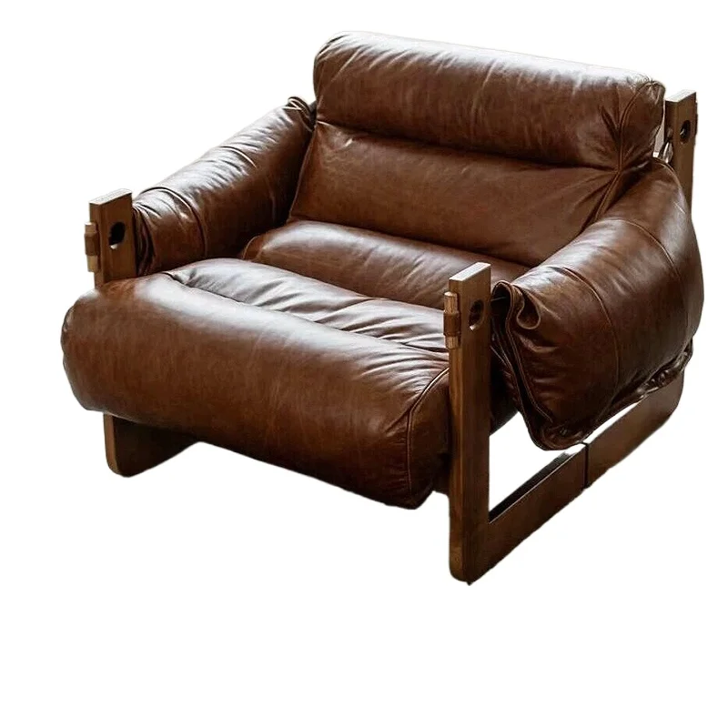 

Single sofa chair Living room antique leather sofa chair Leisure lazy chair