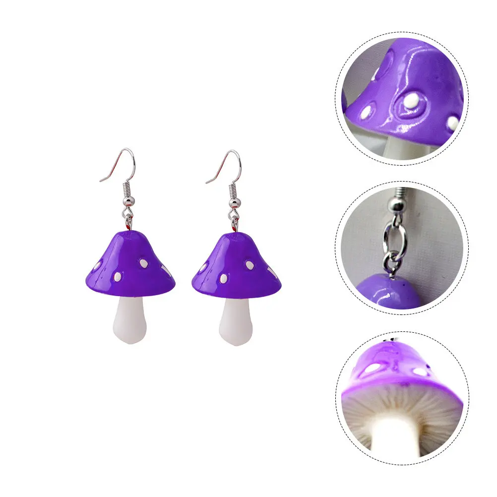 1Pair Mushroom Earrings Women Premium Plastic Creative Ear Danglers Stylish Lightweight Allergy Free Party Evening Dress