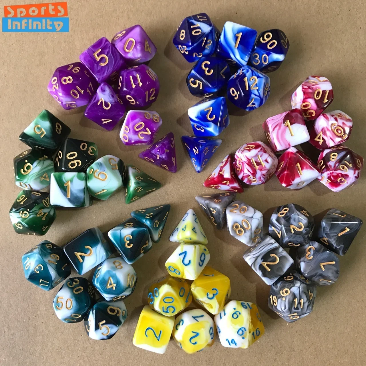 7pcs/set Two-color Polyhedral Acrylic Dice for Dnd Rpg COC Cthulhu Running Team Table Board Game Digital Dice Dnd Dice Set