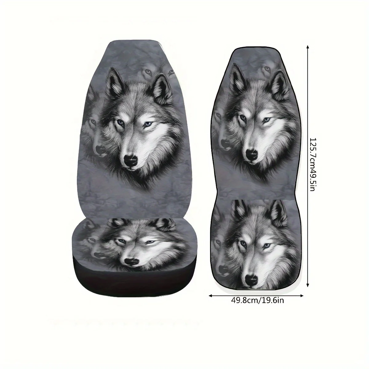 قطعة واحدة من غطاء مقعد السيارة مع طباعة ذئب رمادي كبير #2