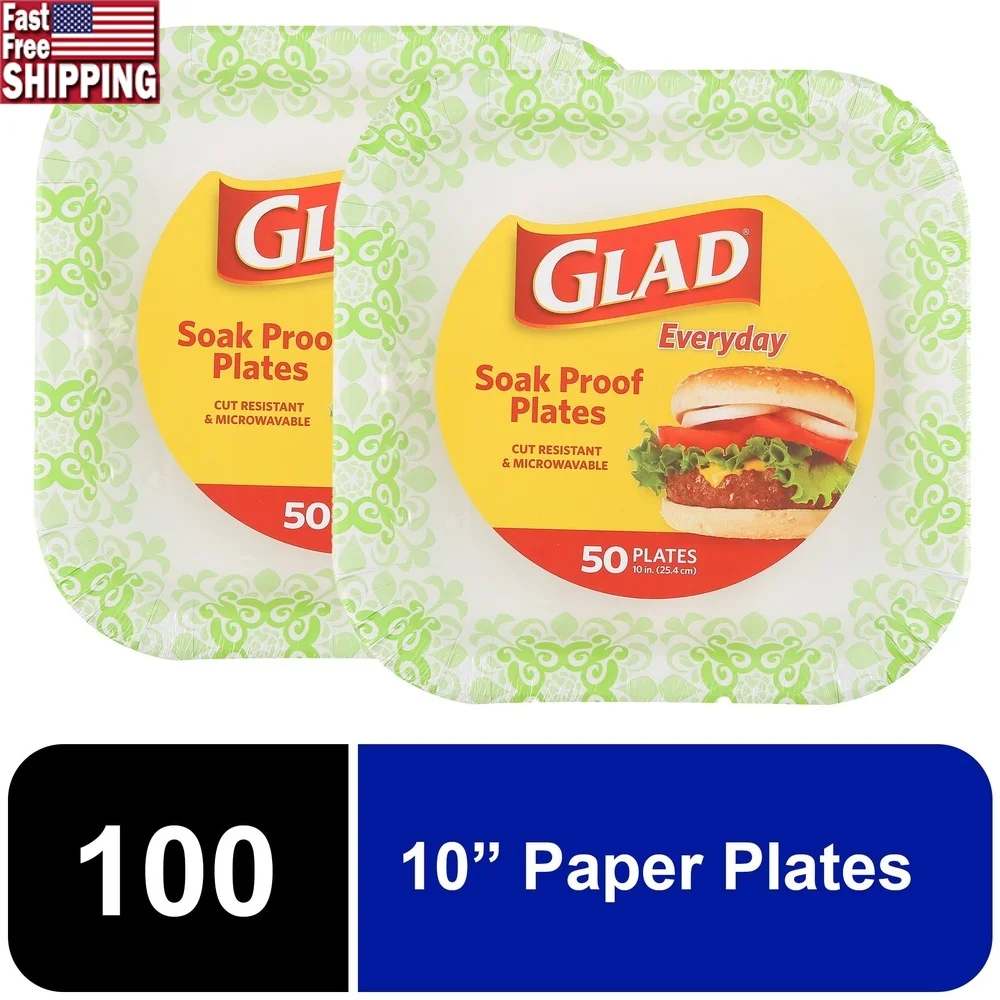 

Биоразлагаемые 10-дюймовые квадратные бумажные тарелки Компостируемая оптовая упаковка Безопасные одноразовые принадлежности для вечеринок в микроволновой печи 100 тарелок Экологически чистые