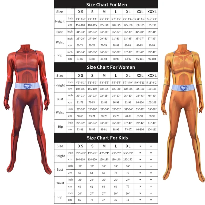 2025 Neue Mädchen Halloween T-Totally S-Spies Cosplay Kostüm Frauen Sexy Zentai Overall Clover Ewing Samantha Simpson Alexan ly 99