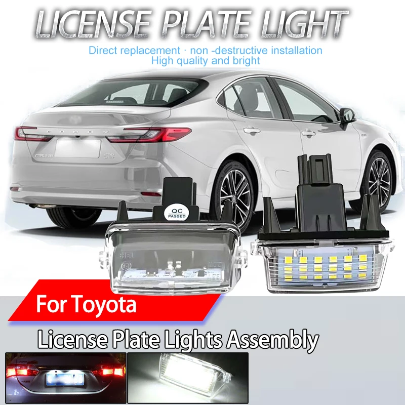 2Pcs Car Led Number License Plate Lights Assembly For Toyota Avensis Camry Yaris Corolla Fielder Prius C Vitz SAI Verso/Ractis