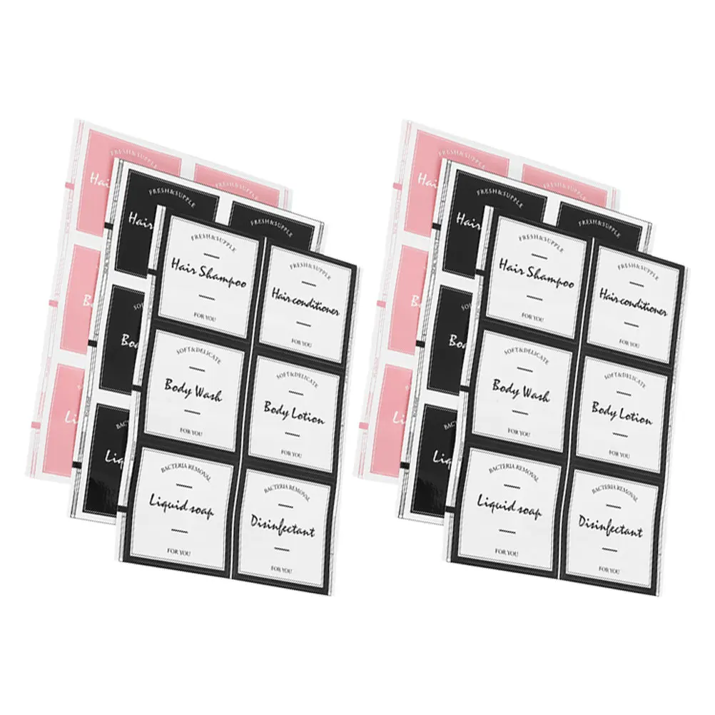 6 Sheets Waterproof Bathroom Labels for Containers Organization Stickers Hand Soap Dispenser Tags Travel Bottle Toiletries