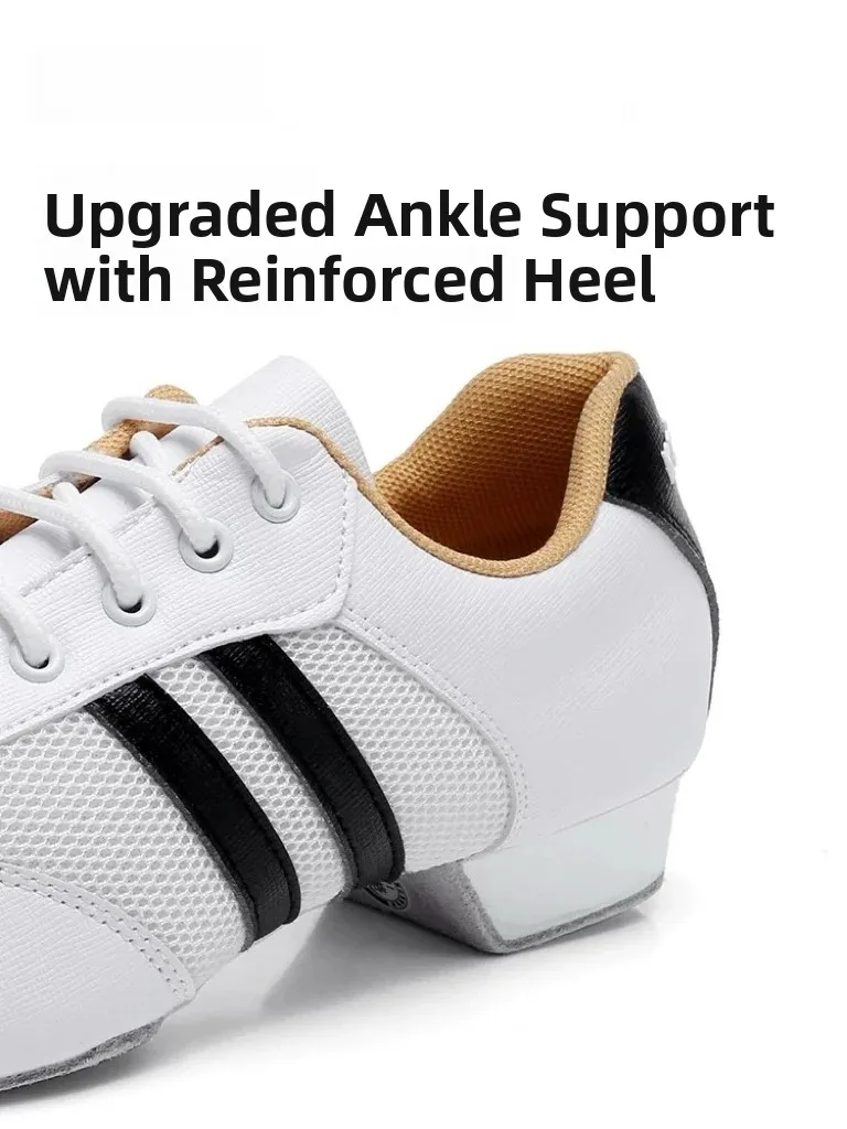 KC Women's Latin Sports Dance Shoes Teacher Shoe White Breathable Two-Point Furry Bottom Professional Latin Dance Shoes Rumba