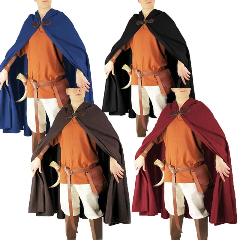 Cape d'Halloween en Velours pour Adulte, Costume Médiéval à Capuche, Wicca, Vampire, pour Homme et Femme