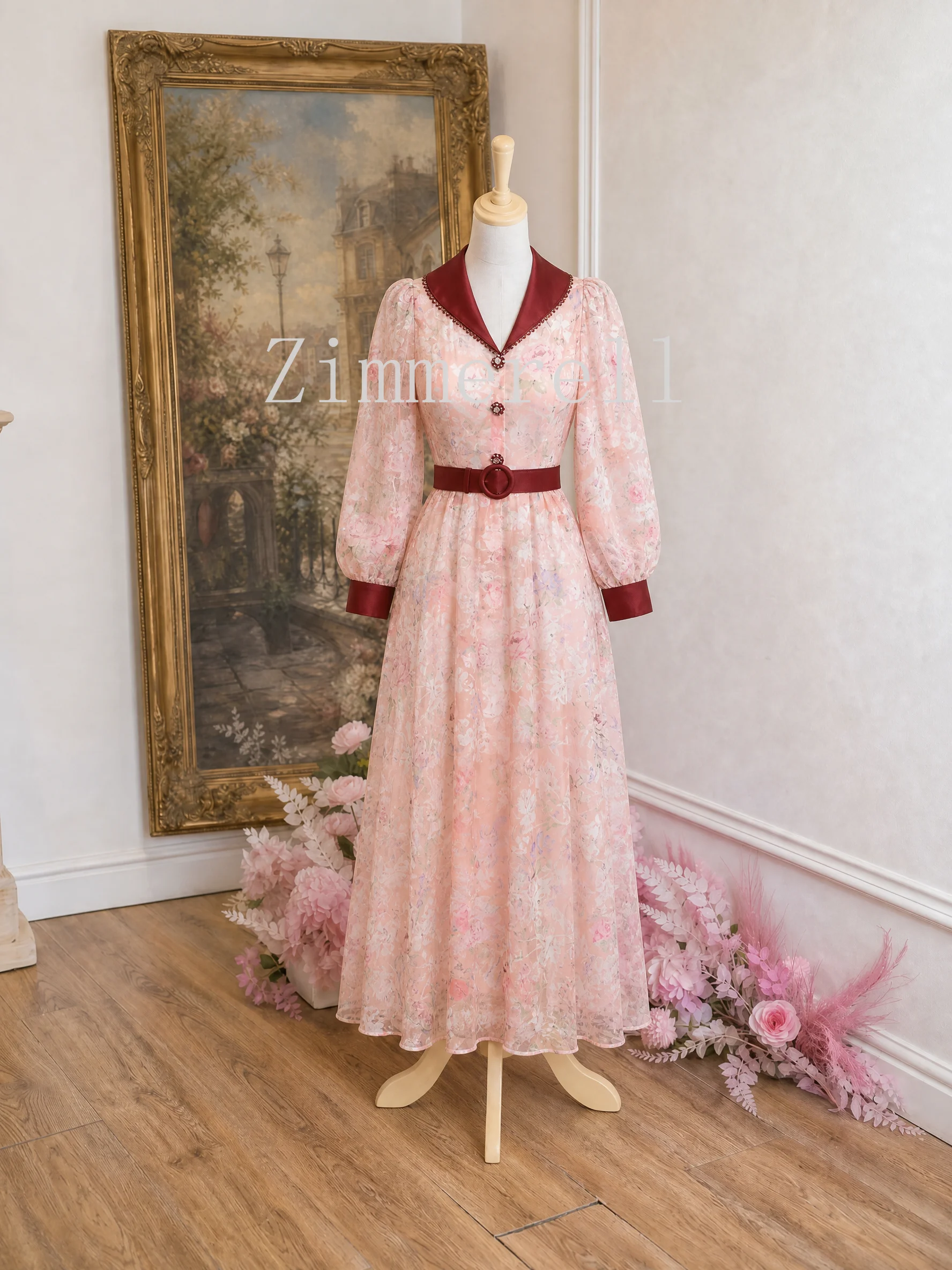 Spring Summer French Elegant Vintage Evening Dress Women's V Neck Lantern Sleeve Heavy Beaded Gown Vacation Holiday Party Dress