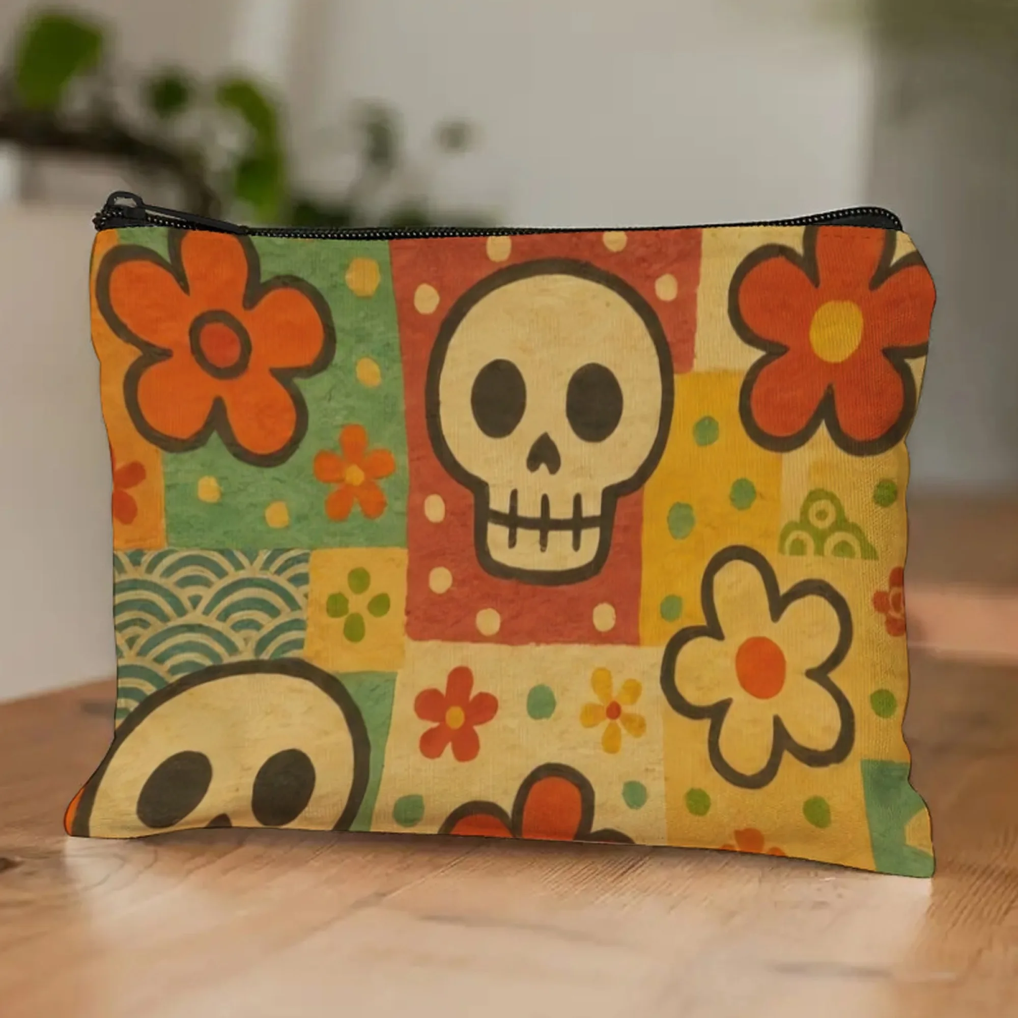 

Gift-worthy Skull-flower Bohemian Bag Vibrant Colorful Skull-flower Durable Canvas Ideal Unique Present for Boho Style Lovers