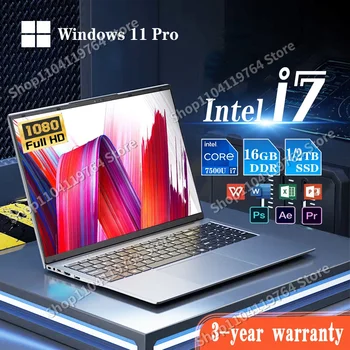 2024 울트라 슬림 i7 노트북 컴퓨터 PC, 14.1 인치 인텔 코어 i7-7500U 노트북, 16GB RAM, 1TB, 2TB SSD, 휴대용 노트북, 윈도우 11