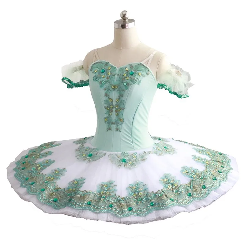 

New Coming Kids Girls Performance Competition Wear Green Tutu Ballet Professional