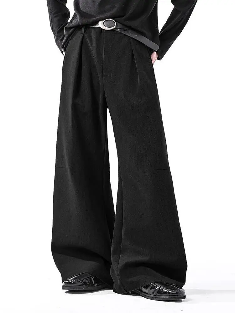 

Korean Sle Simple High-End Commuter A-Line Draped Casual Men's Loose CleanFit Straight Leg Pants Daily Wear Spring Autumn