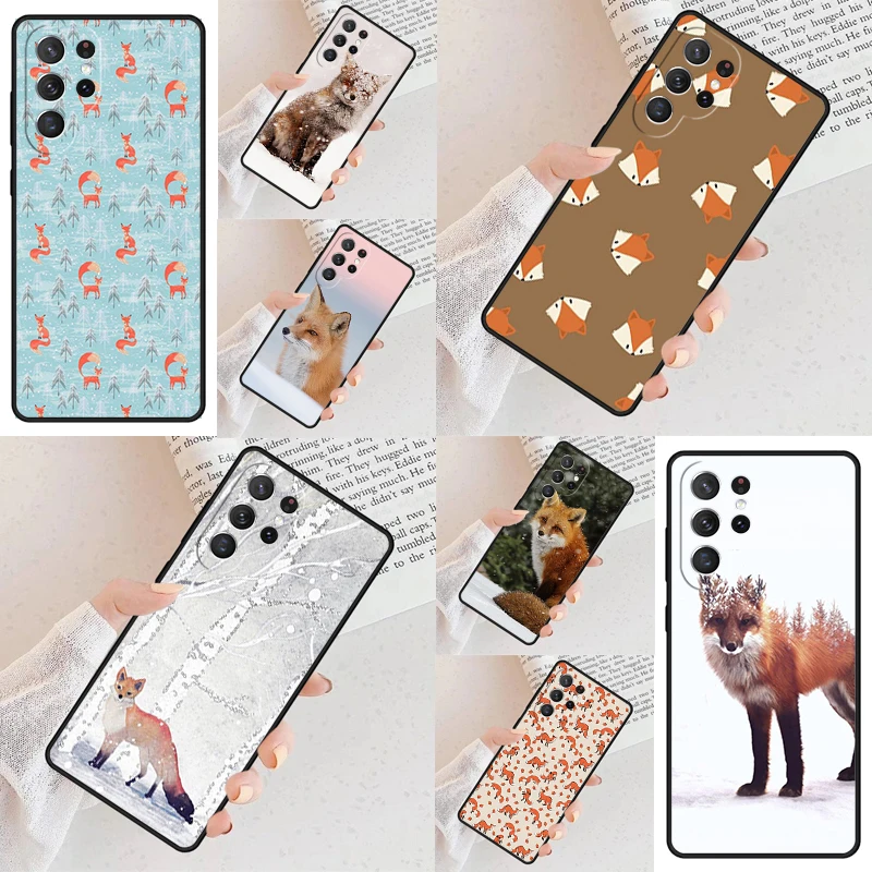 Fox Animal Pattern Phone Case For Samsung Galaxy S24 S23 S22 S21 Ultra S10 Note 10 Pro S20 Plus FE S9 S8 Cover