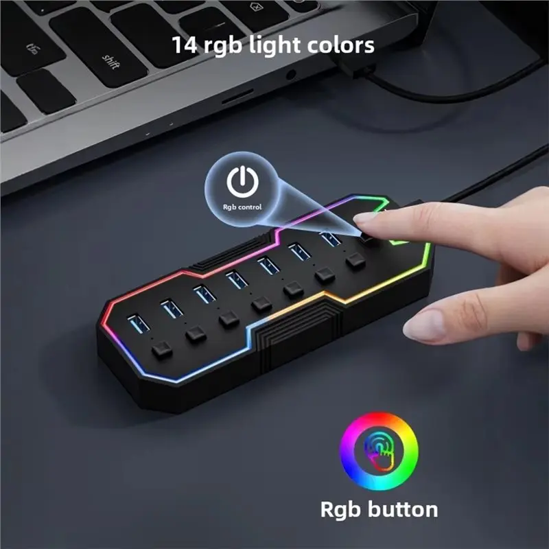 N93RNEW! High Speed USB Splitter USB Hub 3.0 With Individual Power Switches And LED Indicators