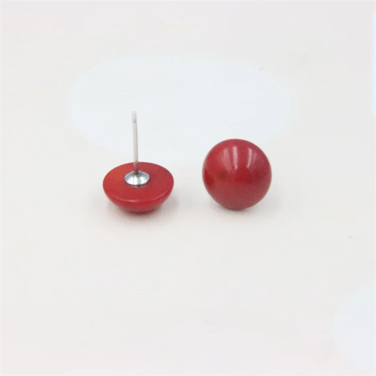 ZFSILVER100% 925 Sterling Silver For Women Sweet Vintage Femme Gift Red Sea Bamboo Coral Stud Earring Party Engagement Wedding