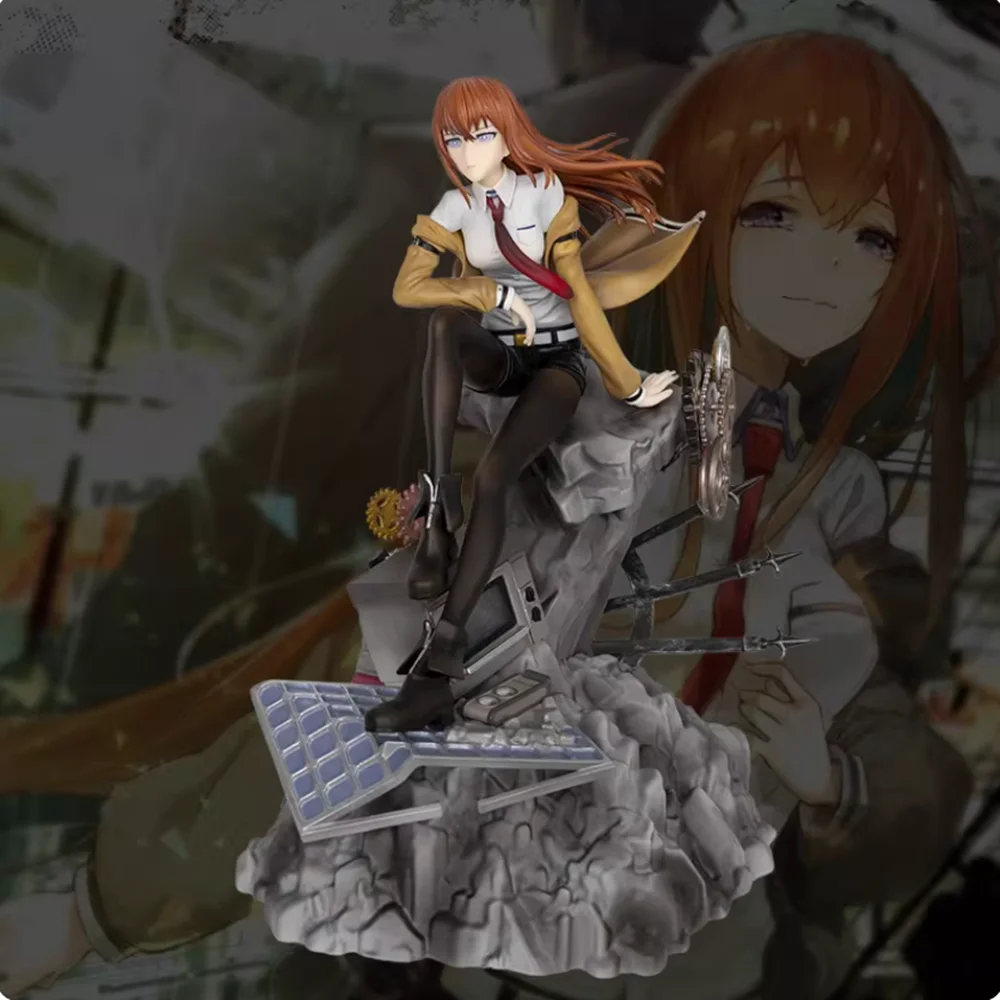 Figurine Steins Gate Makise Kurisu, Posture assise, modèle animé, ornement de bureau, décorations, cadeaux de vacances, jouets pour enfants