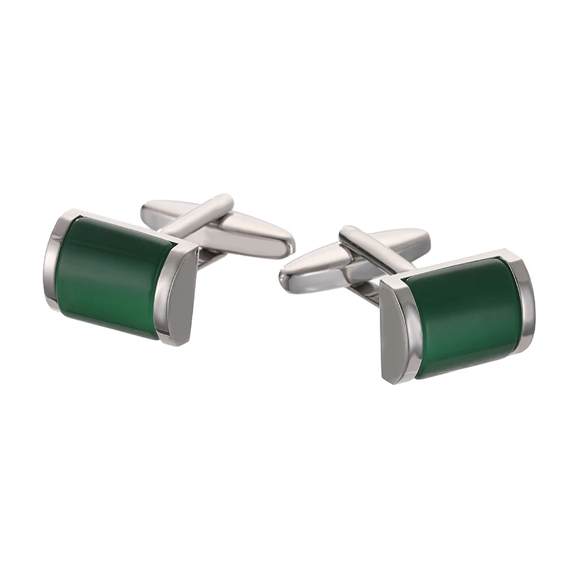 Gemelos de camisa francesa de lujo para hombre, gemelos de piedra de ágata verde de metal de alta calidad, accesorios de traje de negocios, regalo de joyería