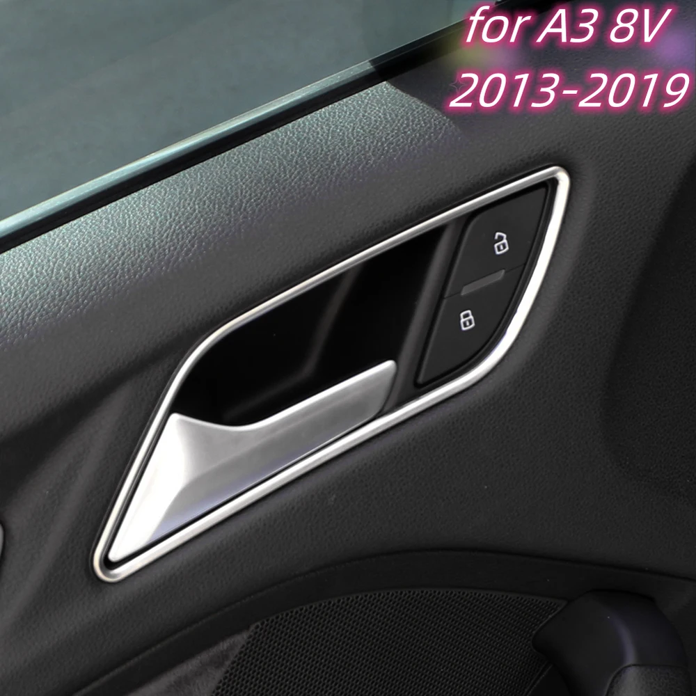 4Pcs/set Stainless Steel Car Door Handle Decoration Trim Ring Sticker Case for Audi A3 8V 2013-2019 Stickers Accessories