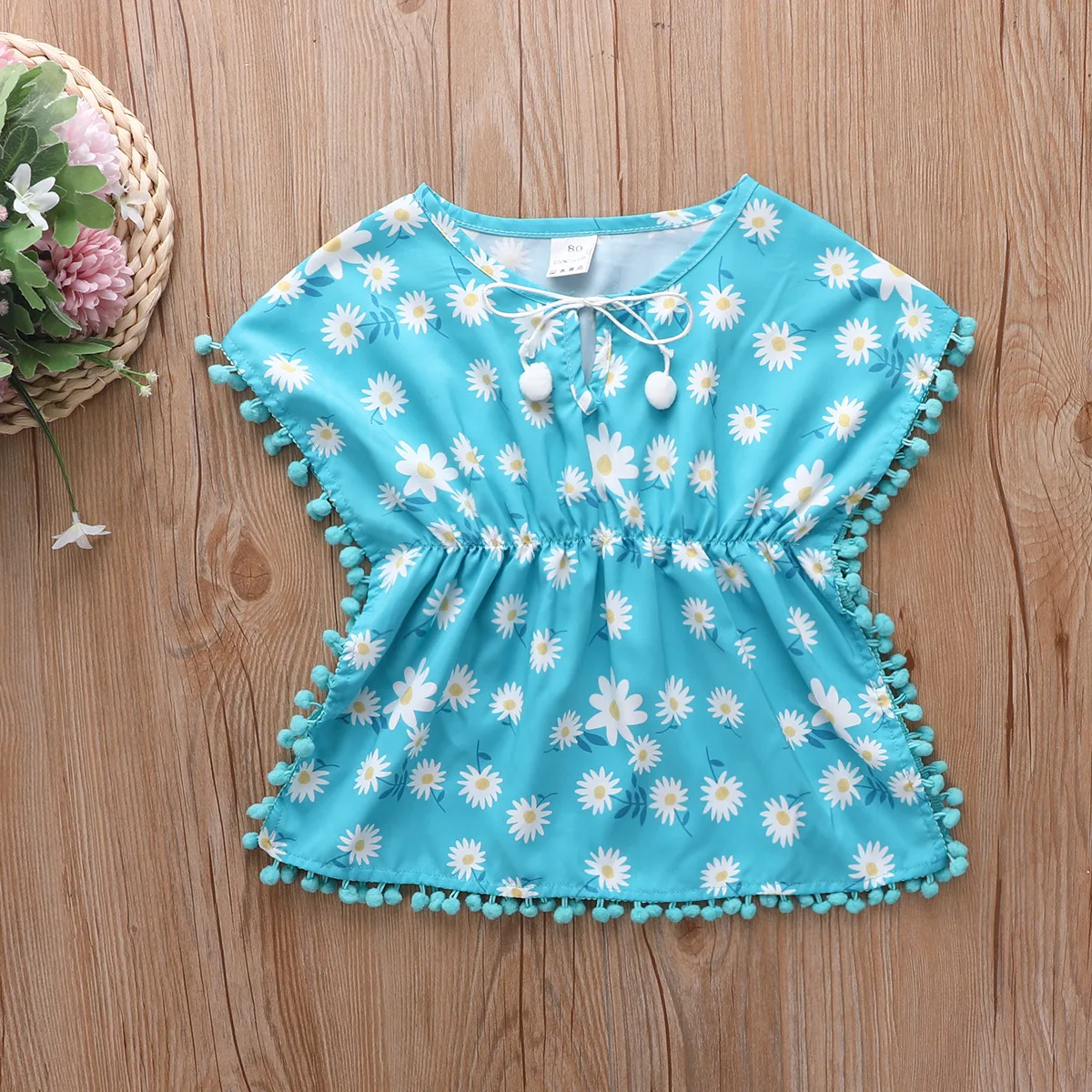 Summer Baby Girls Dresses Cover-up Leopard Tassel Flower Kids Beach Dress Poncho Swimsuits Cover Ups Toddler Sundress 0-5Years