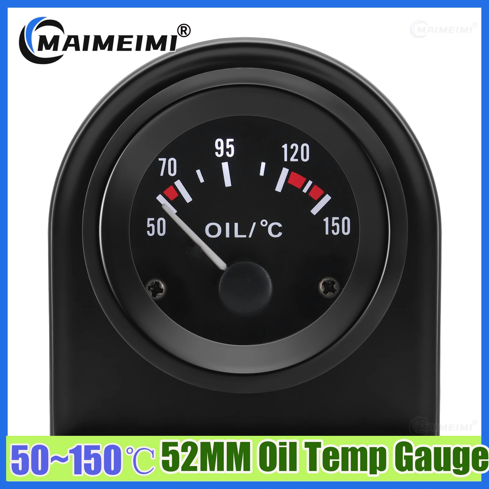 12V 52MM Oil Temperature Gauge 50-150 Celsius White LED Display Pointer Oil Temp Meter Indicator Sensor 1/8NPT for Petrol Car