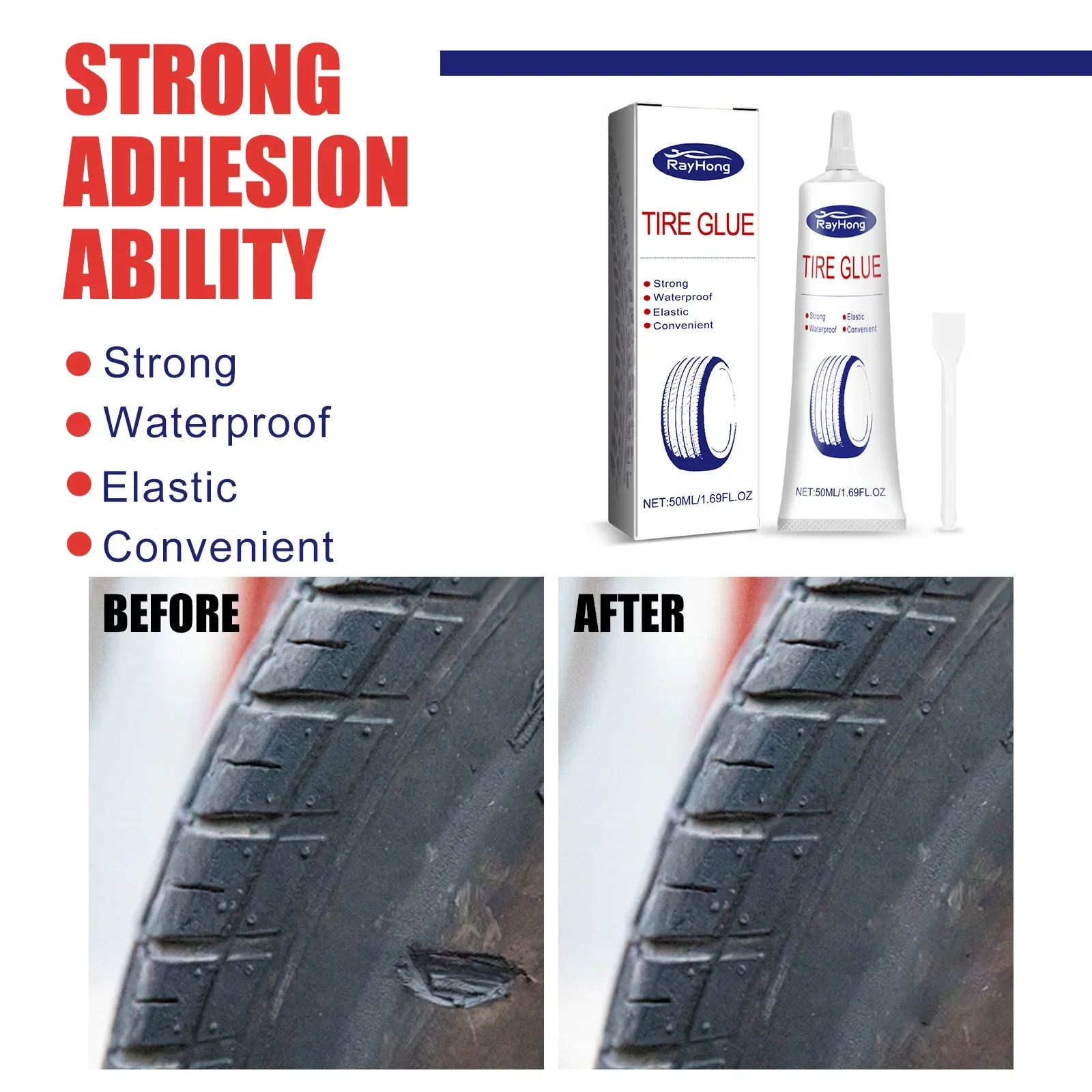 Tire Repair Adhesive for Repairing Car Tire Side Cracks and Scratches, Soft Repair Adhesive