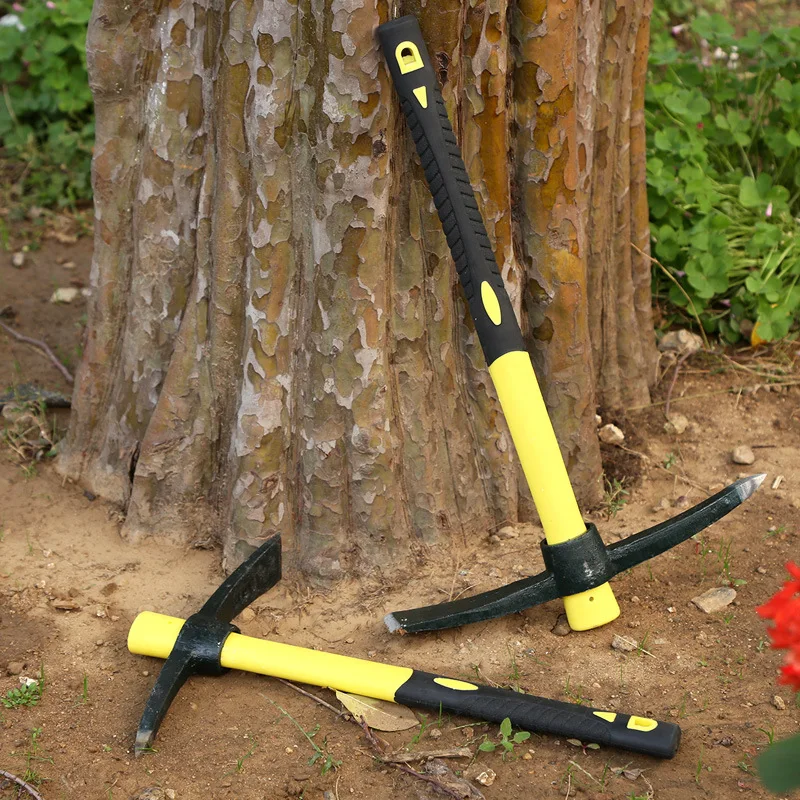 Multifuncional Picareta Enxada Heavy Duty Pick Axe Mão Enxada com Alça de Madeira para Outdoor Camping Jardim Ferramenta de Mão Aço Inoxidável