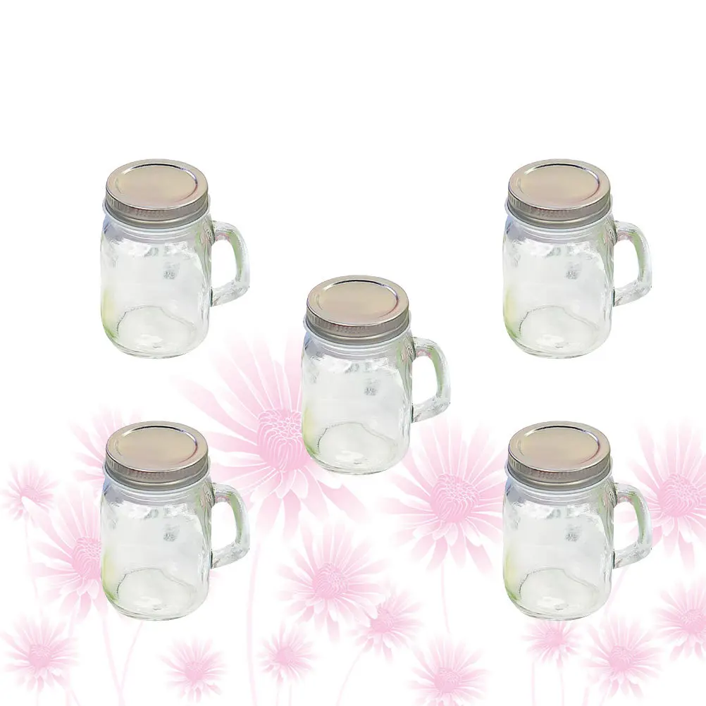 

5Pcs Handle Glass Cup Creative Mini Dessert Cups 120ml Ice Cream Pudding Sundae Cups Summer Party Glass Dessert Cup