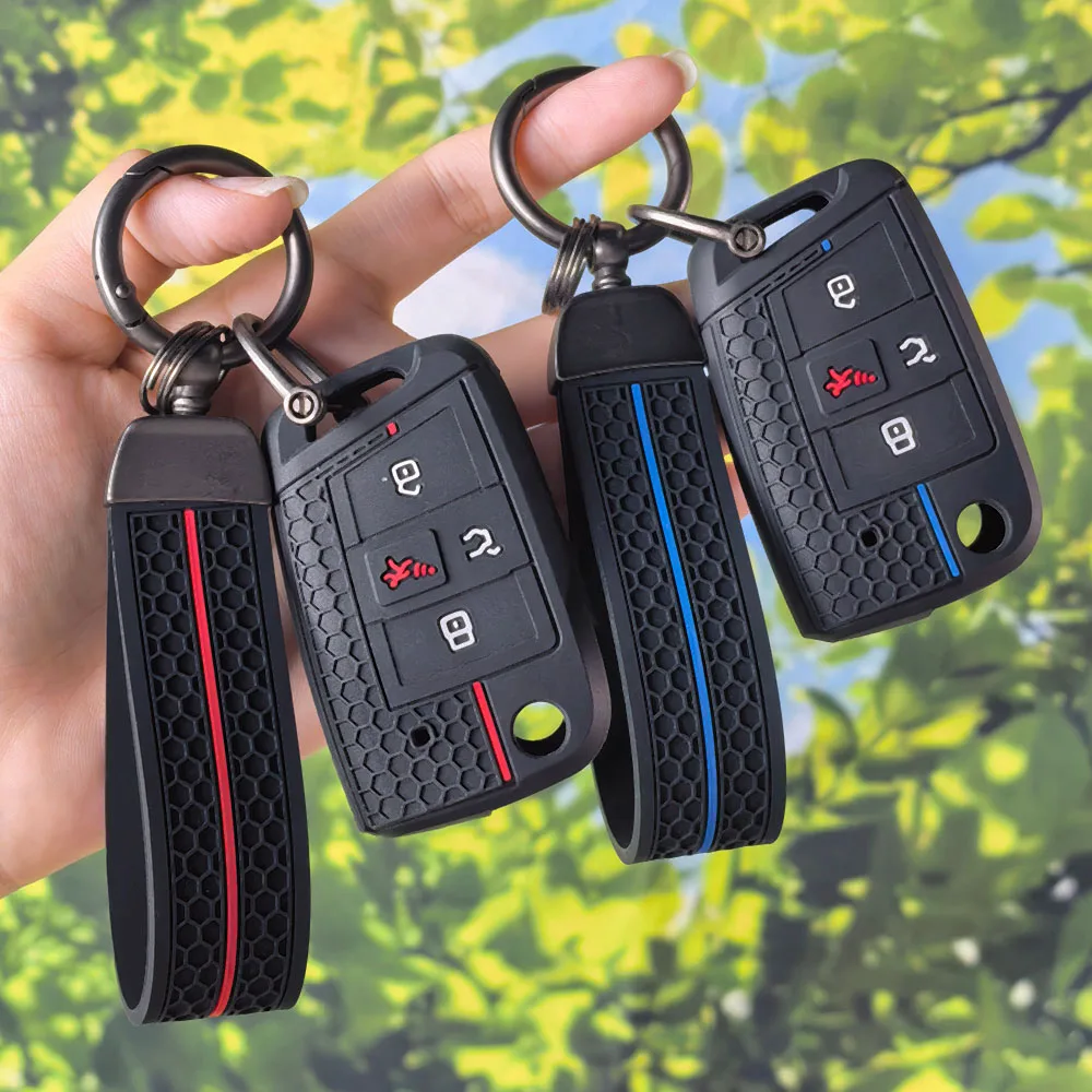 Car Key Case Cover Shell Keychain For VW Volkswagen Golf 7 MK7 Tiguan MK2 For Seat Ateca Leon FR Ibiza For Skoda Octavia