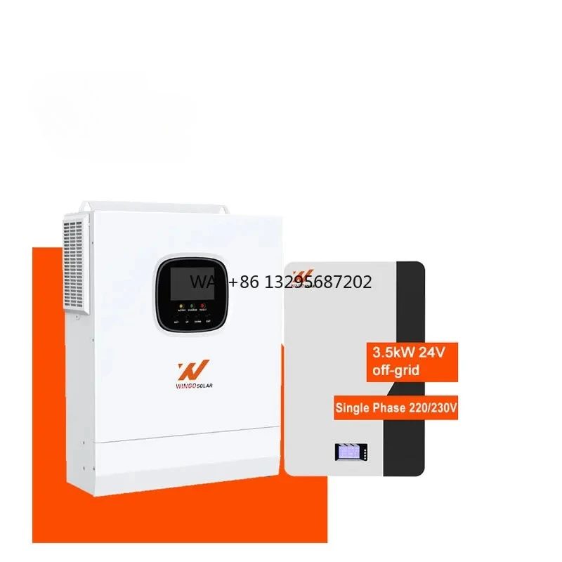 

WingoSolar Off-Grid Inverter Low Voltage 1-Phase 24V 3.5kW 48V 5.5kW Single Phase 48V/51.2V 100Ah 200Ah 5 10kWh Lithium Battery