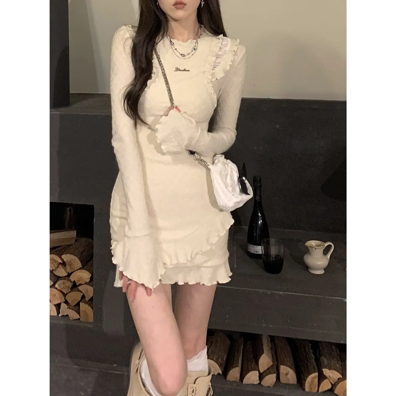 Fashion Design Long-sleeved Dress Women's Spring New Tight Show Skinny Hip Skirt Платье Женское Летнее Long Dresses for Women