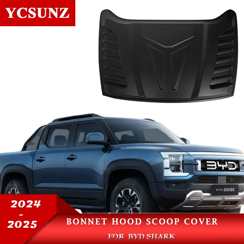 

Matte Black Supper Big Bonnet Hood Scoop Cover For BYD Shark 6 2024 2025 Double Cabin Car Accessories YCSUNZ