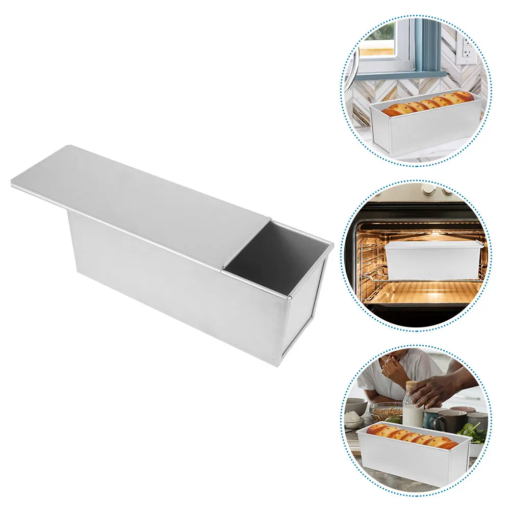 

Sliding Lid Bread Loaf Pan Nonstick Baking Mold Toast Tin Household Oven Bakeware Aluminum Covered Tray Toasting Whole Wheat