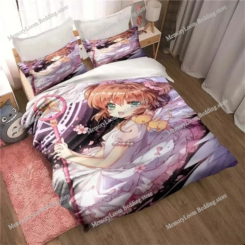 Anime Cardcaptor Sakura Bedding Set Boys Girls Twin Queen Size Duvet Cover Pillowcase Bed Kids Adult Fashion Home Textileextile