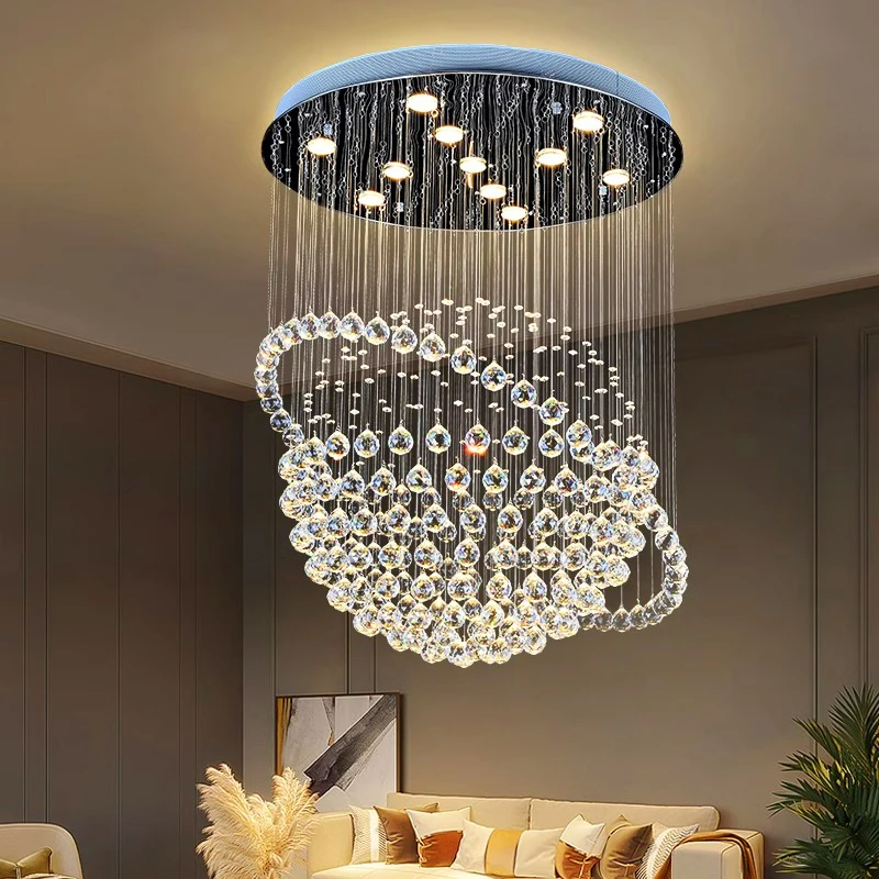 Imagem -05 - Decoração para Casa Luzes Pingente Luxo Cristal Sala Lustre Quarto Lâmpada Pingente Luz de Teto Iluminação Interior