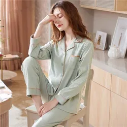 M-4XL Large Size Home Suit For Women Pajamas Casual Cotton Sleepwear Clothes Long Sleeve Shirt Pant Set Pijama Feminino Inverno