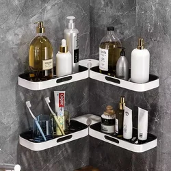 Punch-free Bathroom Shelf Wall-mounted Rotatable Rack  Corner Shower for Shampoo Makeup Organizer Bathroom Accessories