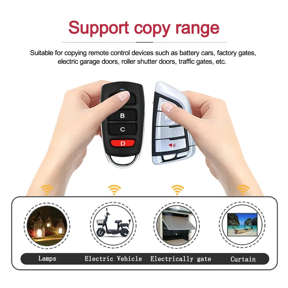 433MHZ Copy Remote Control 4 Channe Code Garage Gate Door Opener Remote Control Duplicator Cloning Code Car Key