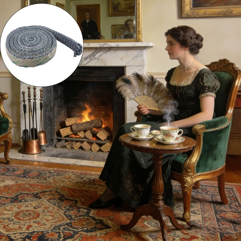 U2JC Flat Stove Rope Auto-Adhesive Fiberglass Fireplaces Chimney Door Sealing Cord